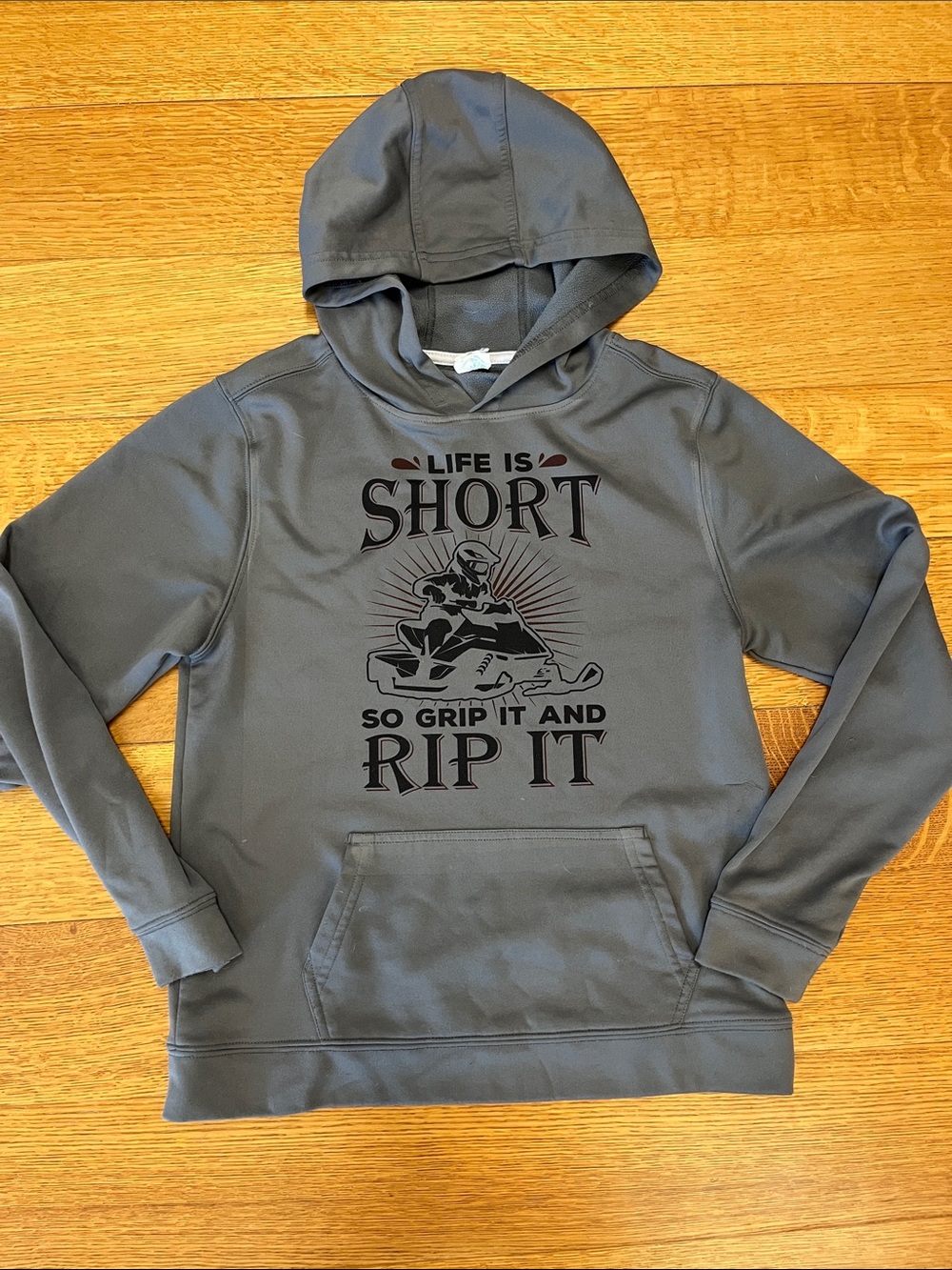 Life is short, grip it and rip it youth hoodie large